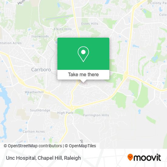 Mapa de Unc Hospital, Chapel Hill