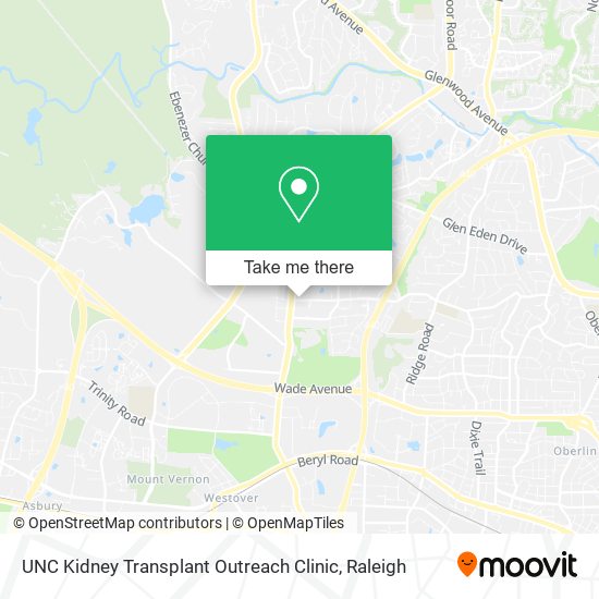 Mapa de UNC Kidney Transplant Outreach Clinic