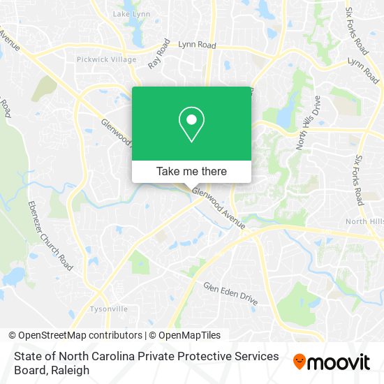 State of North Carolina Private Protective Services Board map