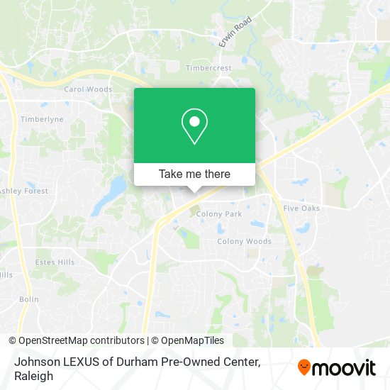 Johnson LEXUS of Durham Pre-Owned Center map