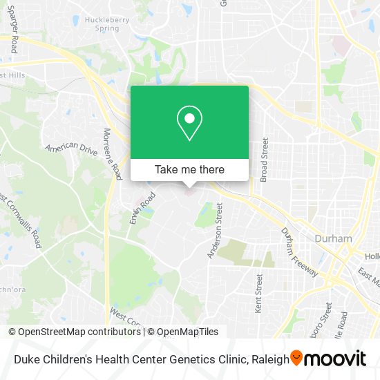 Duke Children's Health Center Genetics Clinic map