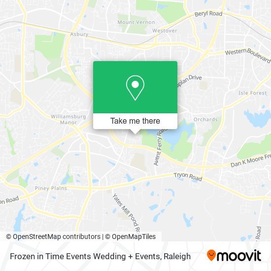 Frozen in Time Events Wedding + Events map