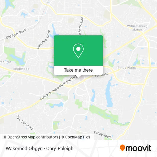 Wakemed Obgyn - Cary map