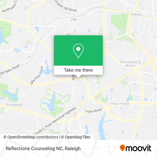 Reflections Counseling NC map