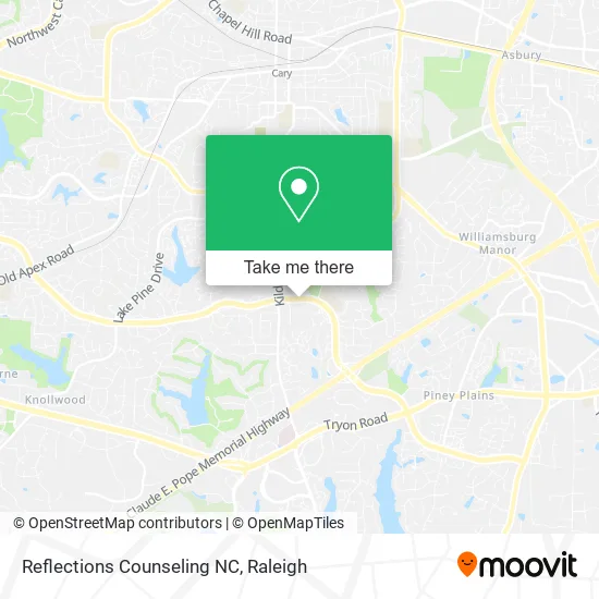 Reflections Counseling NC map
