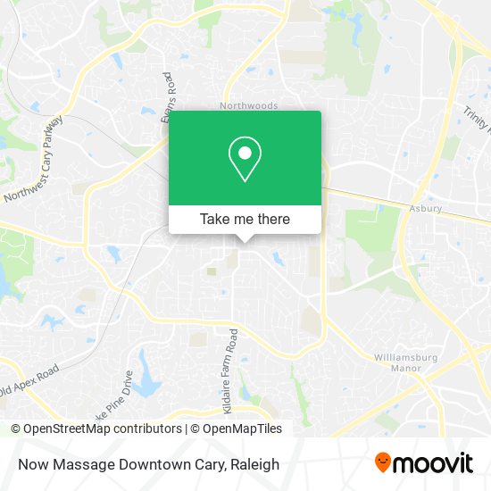 Mapa de Now Massage Downtown Cary