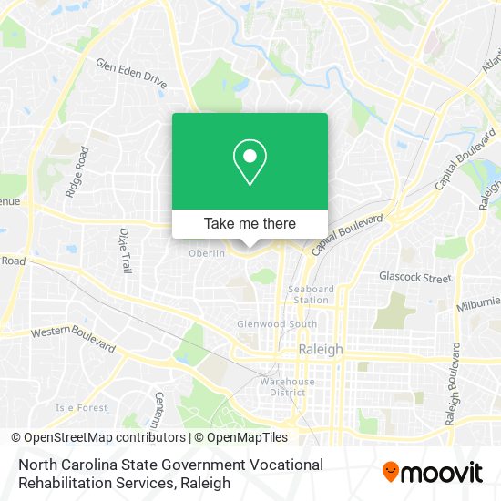 North Carolina State Government Vocational Rehabilitation Services map