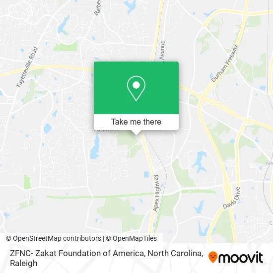 Mapa de ZFNC- Zakat Foundation of America, North Carolina