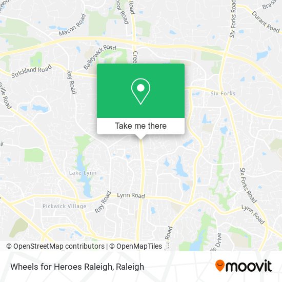 Wheels for Heroes Raleigh map