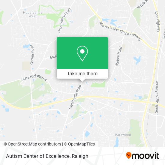 Autism Center of Excellence map