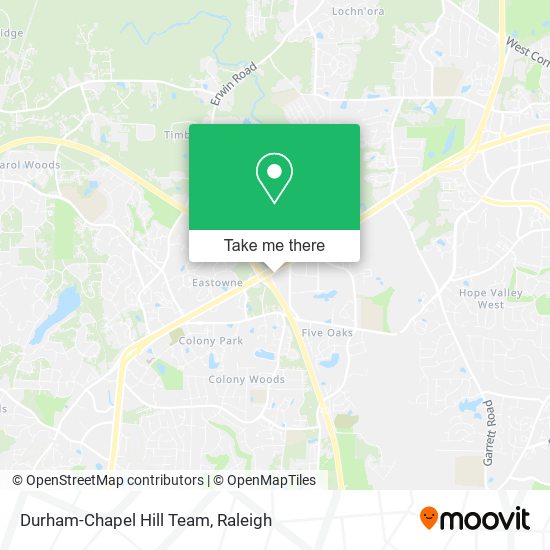 Mapa de Durham-Chapel Hill Team