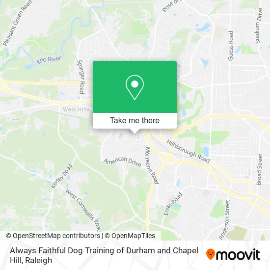 Always Faithful Dog Training of Durham and Chapel Hill map