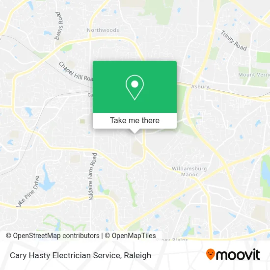 Cary Hasty Electrician Service map