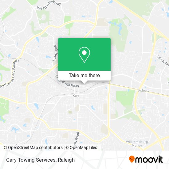 Cary Towing Services map