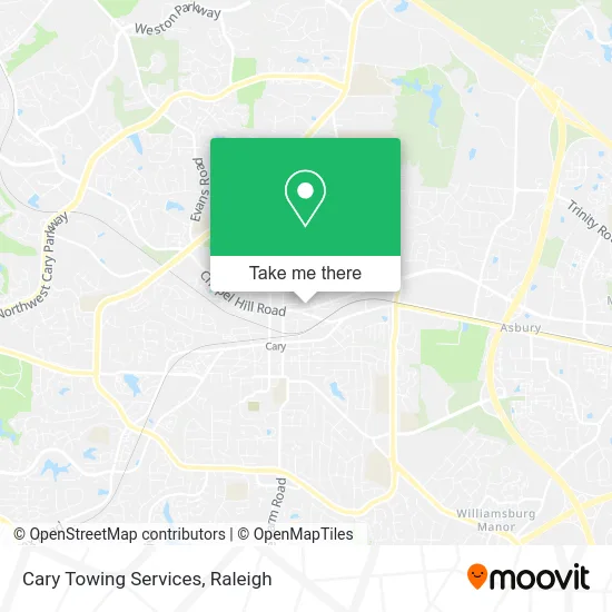 Cary Towing Services map