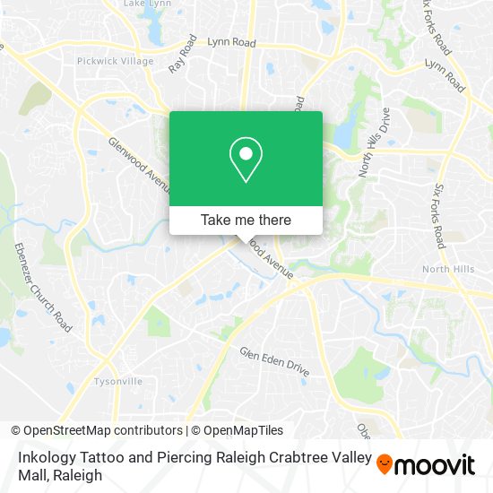 Inkology Tattoo and Piercing Raleigh Crabtree Valley Mall map