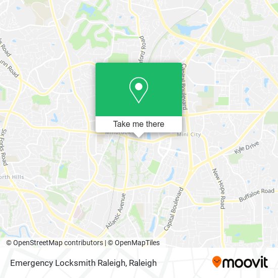 Mapa de Emergency Locksmith Raleigh