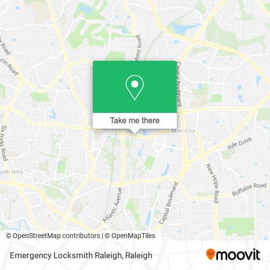 Mapa de Emergency Locksmith Raleigh