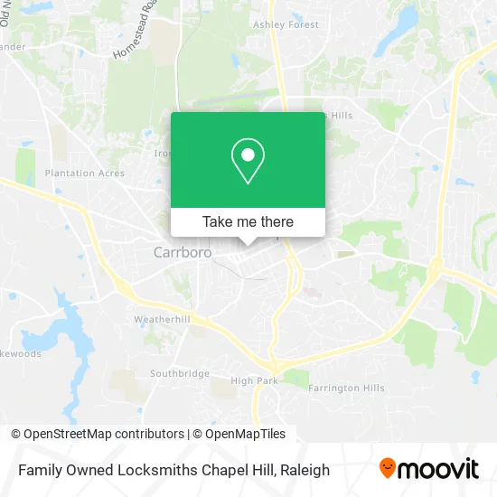 Family Owned Locksmiths Chapel Hill map