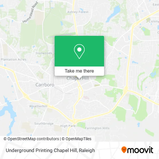 Underground Printing Chapel Hill map