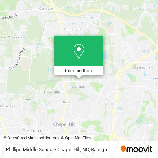 Mapa de Phillips Middle School - Chapel Hill, NC