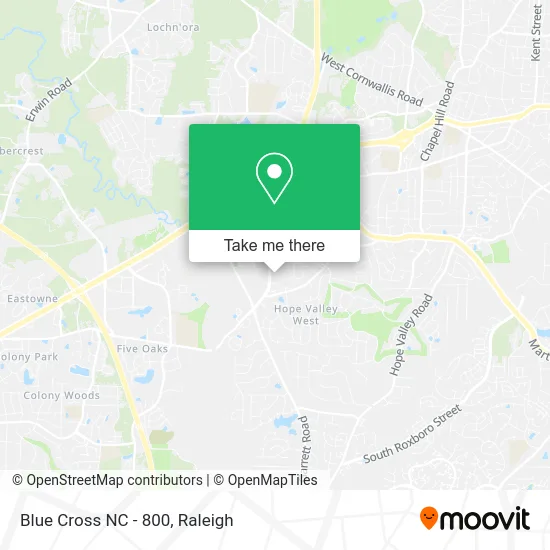 Blue Cross NC - 800 map