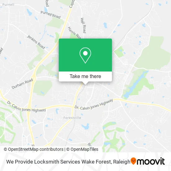 We Provide Locksmith Services Wake Forest map