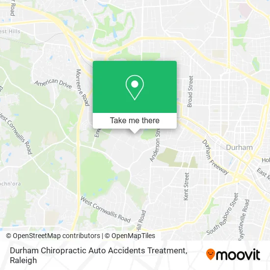 Durham Chiropractic Auto Accidents Treatment map