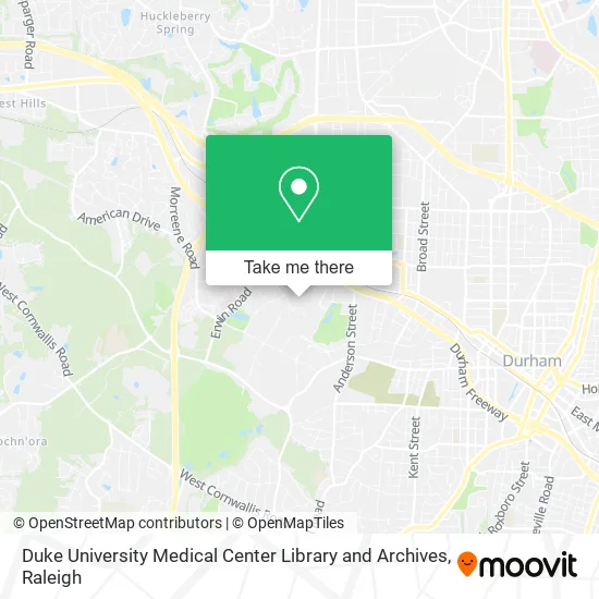 Duke University Medical Center Library and Archives map