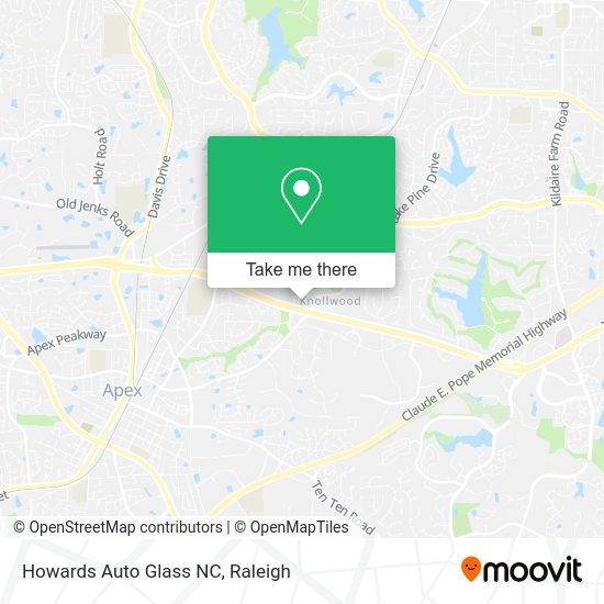 Howards Auto Glass NC map