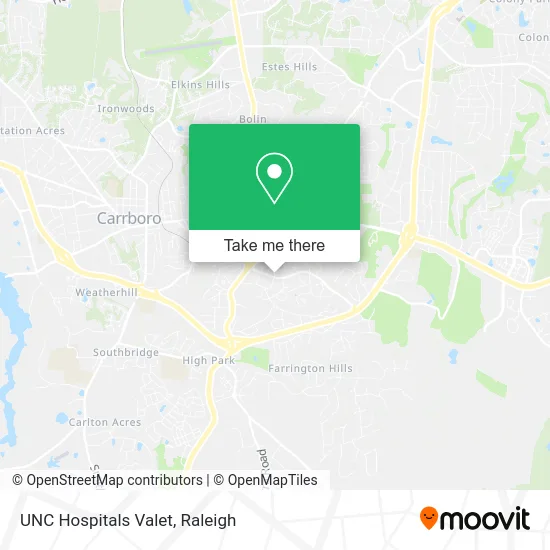 UNC Hospitals Valet map