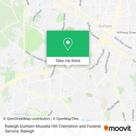 Mapa de Raleigh Durham Musalla Hill Cremation and Funeral Service
