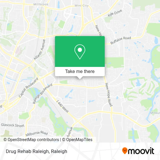 Drug Rehab Raleigh map