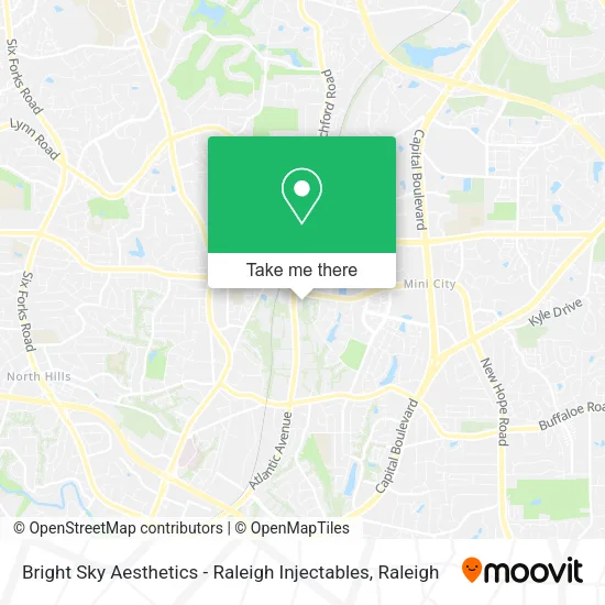 Mapa de Bright Sky Aesthetics - Raleigh Injectables