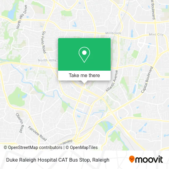 Duke Raleigh Hospital CAT Bus Stop map