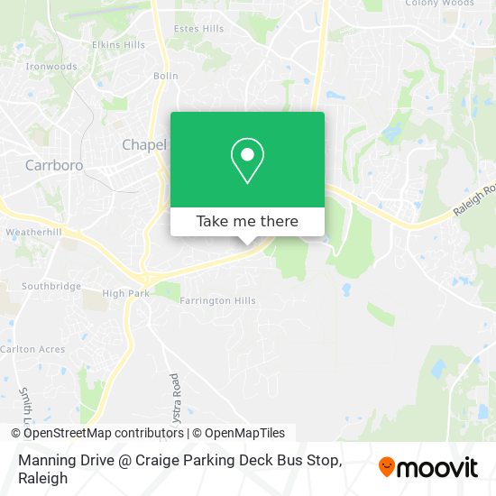 Manning Drive @ Craige Parking Deck Bus Stop map