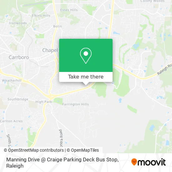 Manning Drive @ Craige Parking Deck Bus Stop map