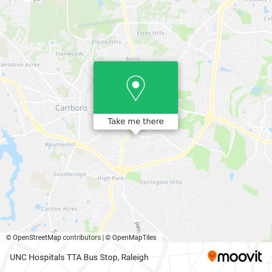 UNC Hospitals TTA Bus Stop map