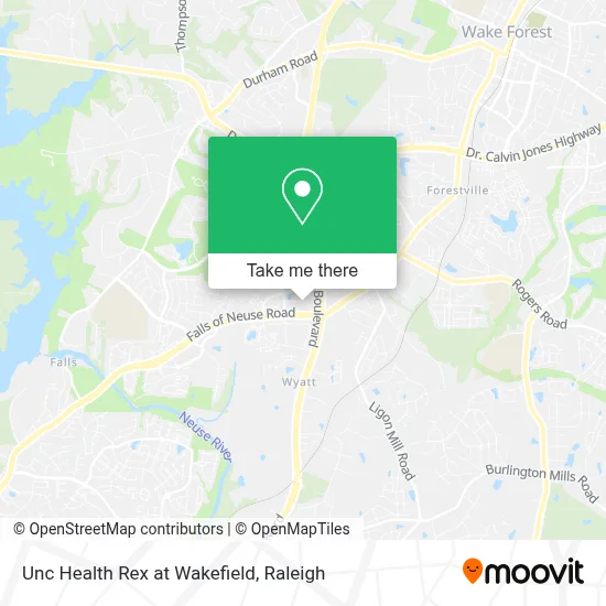 Unc Health Rex at Wakefield map