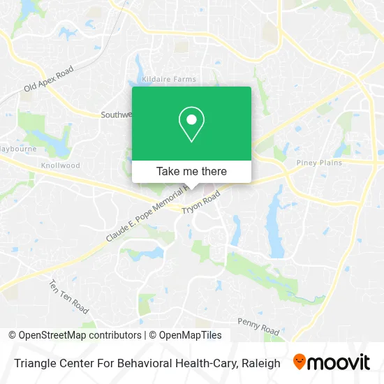 Triangle Center For Behavioral Health-Cary map