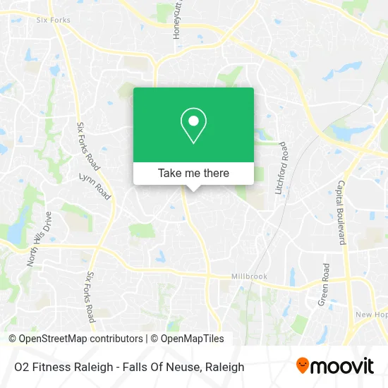 O2 Fitness Raleigh - Falls Of Neuse map