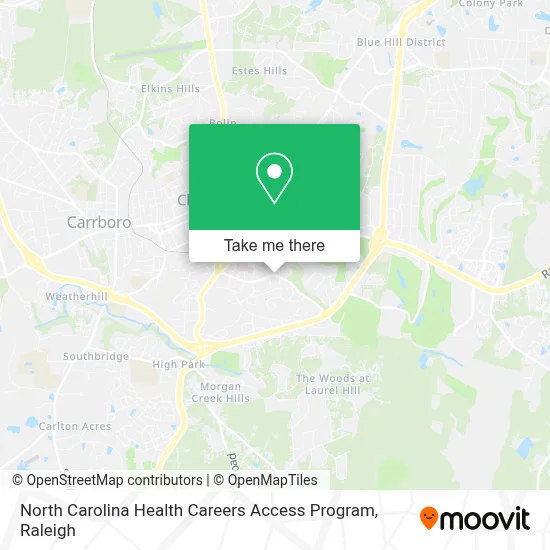 North Carolina Health Careers Access Program map