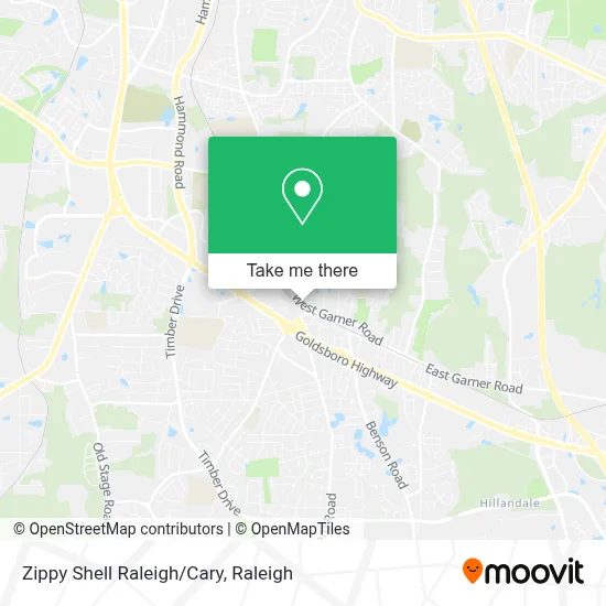 Zippy Shell Raleigh/Cary map