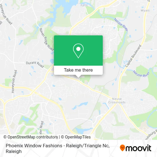 Phoenix Window Fashions - Raleigh / Triangle Nc map