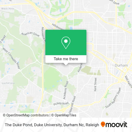 The Duke Pond, Duke University, Durham Nc map