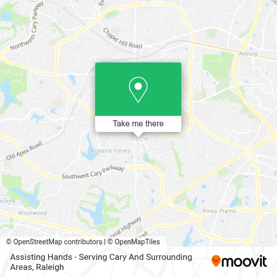 Assisting Hands - Serving Cary And Surrounding Areas map