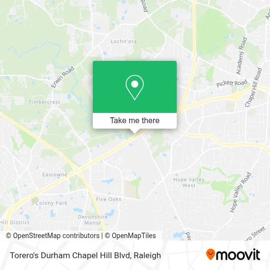 Torero's Durham Chapel Hill Blvd map