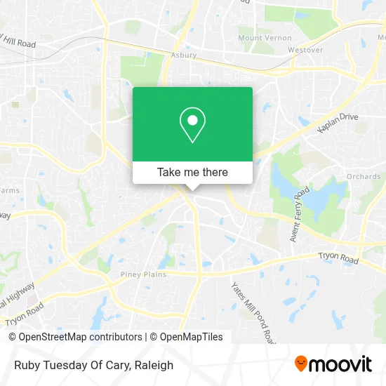 Ruby Tuesday Of Cary map