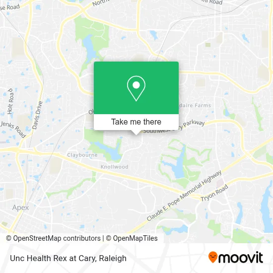 Unc Health Rex at Cary map