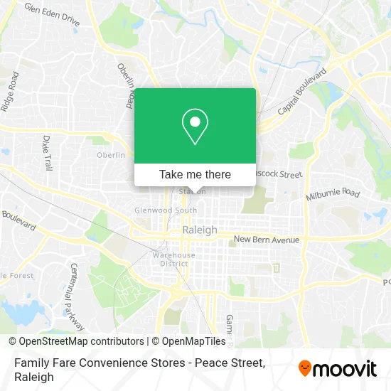Family Fare Convenience Stores - Peace Street map